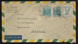 Lettre Avion B.E. Meurer Porto Alegre Le 09/04/1951 Les Poste N° 393 Et 465B Paire  Pour Lyon  Prix   B/ TB - Storia Postale