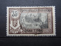 VEND BEAU TIMBRE D ' INDE N° 35 , OBLITERATION " PONDICHERY " !!! - Used Stamps