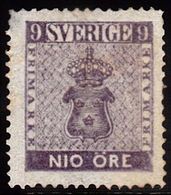 1858. Coat Of Arms 9 öre Violet. Beautiful Centered. Small Thin Spot. (Michel 8b) - JF100768 - Ungebraucht