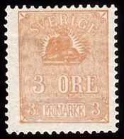 1862 - 1869. Lying Lion. 3 öre Bister Brown. Reprint 1885. Only 2000 Issued. (Michel ND 14) - JF100769 - Ongebruikt