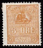1862 - 1869. Lying Lion. 3 öre Bister Brown. Beautiful Centering. (Michel 14) - JF100775 - Unused Stamps