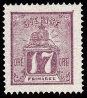 1862 - 1869. Lying Lion. 17 öre Red Violet. Extremely Beautiful Centering. (Michel 15a) - JF100776 - Nuovi