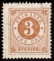 1872. Circle Type. Perf. 14. 3 øre Bistre Brown. Small Thin Spot. (Michel 17A) - JF100780 - Unused Stamps