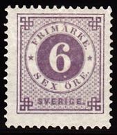 1877. Circle Type. Perf. 13. 6 øre Red Lillac. (Michel 20Ba) - JF100796 - Nuovi