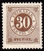 1886. Circle Type. Perf. 13. Posthorn On Back. 30 öre Pale Brown.  LUX. (Michel 35) - JF100814 - Neufs