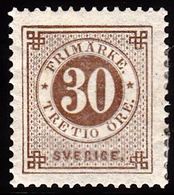 1886. Circle Type. Perf. 13. Posthorn On Back. 30 öre Pale Brown. (Michel 35) - JF100815 - Unused Stamps