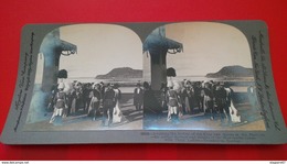 PHOTO STEREO ARRIVAL OF THE KING AND QUEEN SIR ARTHUR DIPLOMATIE CORPS TRONDHJEM NORWAY - Stereo-Photographie