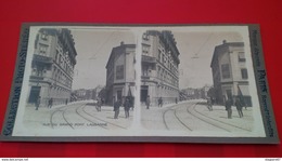 PHOTO STEREO LAUSANNE RUE DU GRAND PONT COMMERCE E.GAUTSCHY DEPOT CHRISTOFLE - Stereo-Photographie