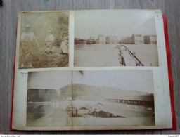 LOT 6 PHOTO COLLER SUR CARTON 1892 A IDENTIFIER USINE SCENE AUX CHAMPS PONT VILLE BATEAU A VAPEUR - Old (before 1900)