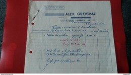 FACTURES DIAMENTS PIERRES FINES JOAILLERIE ALEX GROSVAL PARIS 1952 - Andere & Zonder Classificatie