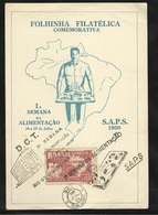 FDC Brésil Feuillet Commémoratif  Cachet Illustré Semaine De L'alimentation  Rio De Janeiro (DF) 28/07/1950 N°485  B/TB - Covers & Documents