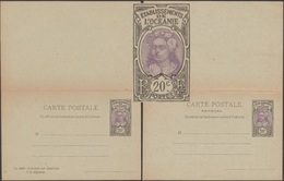 Océanie Française 1922. Carte, Entier Postal Avec Réponse Payée à 20 C. Tahitienne. Jeune Fille, Fleurs Dans Les Cheveux - Lettres & Documents