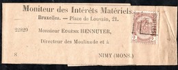 Bande Journal (Moniteur Des Intérêts Matériels) Affranchie Avec Un Préoblitéré Envoyée De Bruxelles Vers Nimy En 1900 - Roller Precancels 1894-99