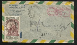 Lettre Avion Henriques Et Cie Recom. Rio  22/9/1953  EMA Illustrée 5,70 Rs+ Vignette St Vincent à Paris 26/9/1953   B/TB - Briefe U. Dokumente