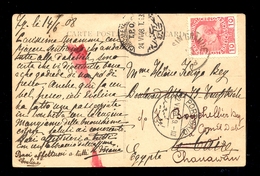 Austria - Postcard Sent From Lusingrande 15.06. Via Port Said 22.06. To Cairo 24.06. 1918. Readdressed To Chanwan, Today - Otros & Sin Clasificación