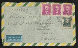 Lettre Avion Presidente Wilson Rio De Janeiro  20/11/1957 Les N° 584A Et 584B Bande De 3  à Vienne Le 21/11/1957    B/TB - Storia Postale