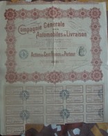 Belle Action De 100 Francs Au Porteur Compagnie Générale Des Automobiles De Livraison 1914 - A - C