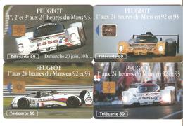 TELECARTES LOT DE 4 PEUGEOT 24 HEURES DU MANS - 1990