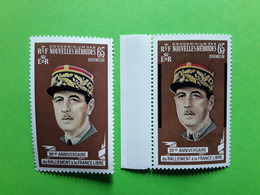 NEW NOUVELLES HEBRIDES, 1970, Général De Gaulle  Yvert No 296 & 304 , Surchargé In Memoriam , Neufs** MNH  TB - Unused Stamps