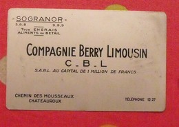 Plaque Métal Publicitaire Calendrier 1951. Compagnie Berry Limousin. Sogranor. Engrais Aliments Bétail. Chateauroux - Autres & Non Classés