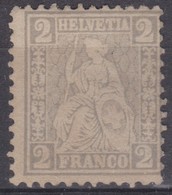 SUISSE 1862:  Le 2c. Gris, Papier Blanc, Neuf (*) - Ongebruikt