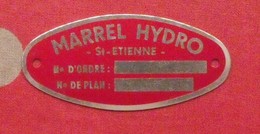 Plaque Métal Publicitaire Marrel Hydro. Vers 1960 - Andere & Zonder Classificatie