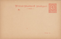 Deutsches Reich Stadtpost Postal Stationery Ganzsache 2 Pf. Pferd Horse Cheval Privat-Stadt-Post-STUTTGART Card Karte - Private & Local Mails