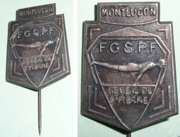 Rare Ancien Bijou, épingle à Cravate En Métal, FGSPF Fédération De Gymnastique Réveil De St Saint-Pierre, Montluçon - Other & Unclassified