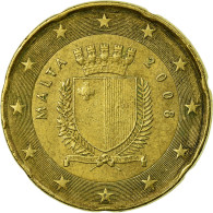 Malte, 20 Euro Cent, 2008, TTB, Laiton, KM:129 - Malte