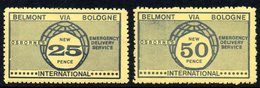 GREAT BRITAIN GB 1971 POSTAL STRIKE MAIL OSBORNE'S BELMONT VIA BOLOGNE FRANCE 25p & 50p NAVY ON YELLOW PERFORATED - Werbemarken, Vignetten