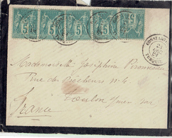 MARCOPHILIE - BUREAUX FRANCAIS TURCS - N° 75 X 5 OB. CAD Constantinople Turquie 23 Déc 1881 - Cartas & Documentos