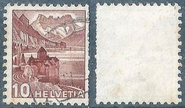 Schloss Chillon 242R, 10 Rp.dunkelbraun  (doppelte Zähnung)         1939 - Coil Stamps