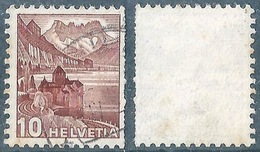 Schloss Chillon 242R, 10 Rp.dunkelbraun  (doppelte Zähnung)         1939 - Rollen