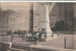 Rare Cpa Ambrières Le Grand Le Monument Aux Morts Animée Avec Enfants - Ambrieres Les Vallees