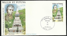 W. Et F.  Lettre Illustrée Premier Jour Mata-Utu 30/04/1987  P.A. N° 155 Pére Chanel Et Anniversaire Basilique De Poï TB - FDC