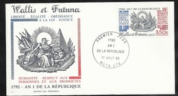 W. Et F. Lettre Illustrée Premier Jour Mata-Utu Le 17/08/1992 P.A. N° 175  An I  République Liberté-Egalité-...... TB - Révolution Française