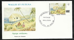 W. Et F. Lettre Illustrée Premier Jour Mata-Utu Le 26/01/1994 P.A. N° 179 Paysage Wallisien D'après Ph. Legris TB - Covers & Documents