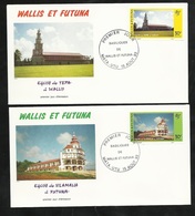 W. Et F. 2 Lettres Illustrées  Premier Jour Mata-Utu Le 15/08/1993 N°455 Et 456 Eglises De Wallis à Tepa Et Vilamalia TB - FDC