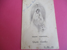 Menu De Repas De Première  Communion/Déjeuner-Diner/Ginette LETELLIER/François Boulet/Forges Les Eaux/1952  MENU259 - Menus