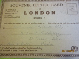 Souvenir Letter Card Of LONDON/Superb Rare Old 12 View Sépia Photogravure Letter-Card-London/ 1946        IMA540 - Houses Of Parliament