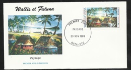 W. Et F.  Lettre Illustrée  Premier Jour Mata-Utu Le 23/11/1989 Le N°392 Art Local Paysage Wallisien   TB - Cartas & Documentos