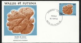 W. Et F.  Lettre Illustrée  Premier Jour Mata-Utu Le 15/02/1990   Le N°394 Fossile De Tortue CNRS-ORSTOM   TB - Fossili