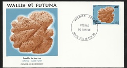 W. Et F.  Lettre Illustrée  Premier Jour Mata-Utu Le 15/02/1990   Le N°394 Fossile De Tortue CNRS-ORSTOM   TB - Fossielen
