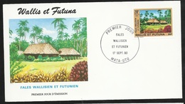 W. Et F.  Lettre Illustrée  Premier Jour Mata-Utu Le 17/09/1990   Le N°402 Fales (cases) Wallisien Et Futunien   TB - Covers & Documents