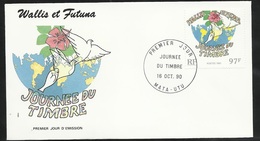 W. Et F.  Lettre Illustrée  Premier Jour Mata-Utu Le 16/10/1990   Le N°403  Journée Du Timbre   TB - Dag Van De Postzegel
