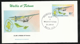 W. Et F.  Lettre Illustrée  Premier Jour Mata-Utu Le 24/06/1991 Le N°410   ULM à Wallis Et Futuna   TB - Autres (Air)