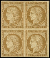 ** EMISSION DE 1849 - 1    10c. Bistre-jaune, BLOC De 4, Ch. Très Légère, Superbe - 1849-1850 Ceres