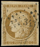 EMISSION DE 1849 - 1    10c. Bistre-jaune, Nuance Foncée, Obl. PC 3431, Frappe TTB - 1849-1850 Ceres