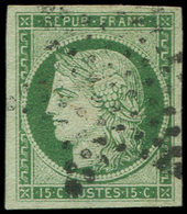 EMISSION DE 1849 - 2b   15c. Vert FONCE, Obl. ETOILE, TTB. Br - 1849-1850 Cérès