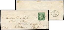 Let EMISSION DE 1849 - 2b   15c. Vert FONCE, Obl. ETOILE S. LSC De Paris Pour Paris 11/52, TB. C - 1849-1850 Ceres
